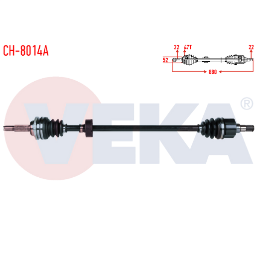 Chevrolet Aveo 1.2/1.4 Sağ Aks Komple Absli 96348781 | VEKA CH8014A