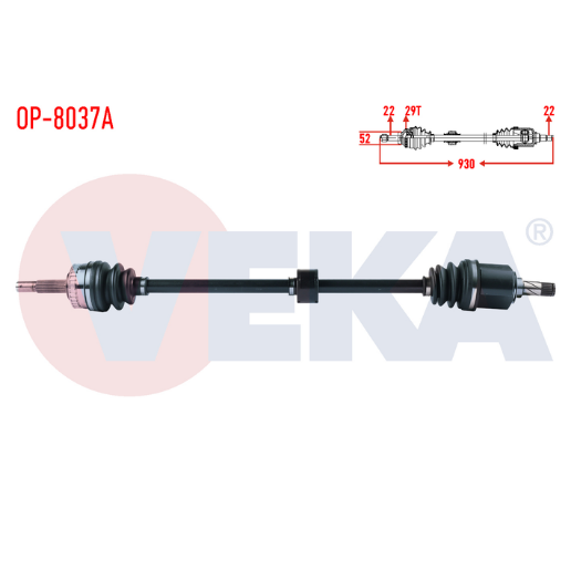 KOMPLE AKS SAĞ ÖN OPEL MERIVA A 1.6 ABSLI 29 DIS UZUNLUK 930mm 2003-2010 374510