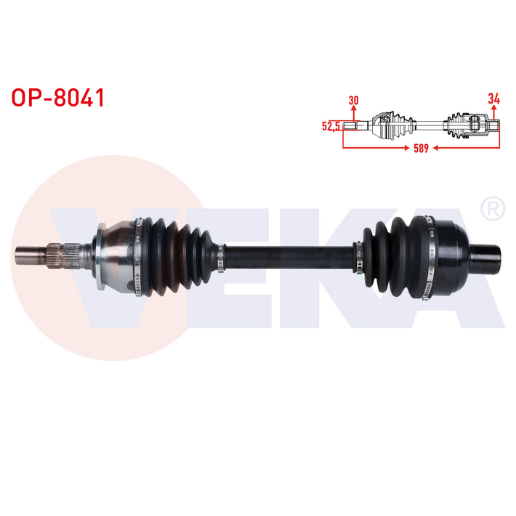 KOMPLE AKS SAĞ ÖN UZUNLUK 589mm OPEL ASTRA J 1.6 TURBO (A16LET) M-T 2009-2016/ INSIGNIA A (G09) 1.6 CDTi A/T 2013-2017 374885