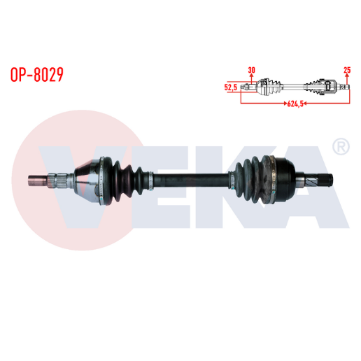 KOMPLE AKS SOL ÖN OPEL INSIGNIA 1.6 T (A16LET) M-T UZUNLUK 624,5mm 2008- 13265648